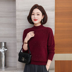 华家那女士时尚亮片加厚100%羊毛衫